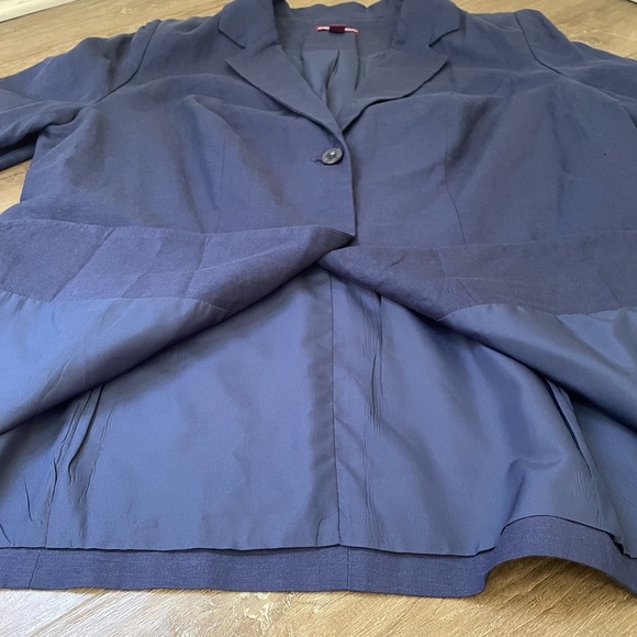 Jessica London Blazer Jacket Linen Blend Blue Long Length Pockets Size 18 Tall - Picture 4 of 15